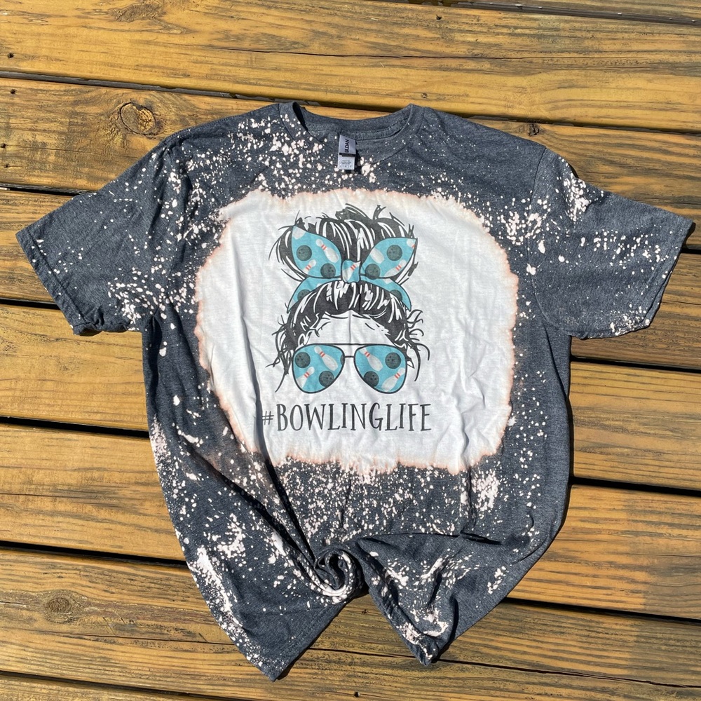 Bowling life messy bun bleached T-shirt